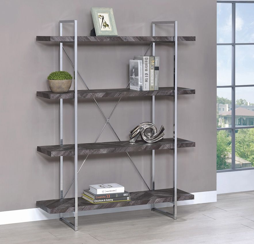 Evelin Bookcase Display Grey Finish