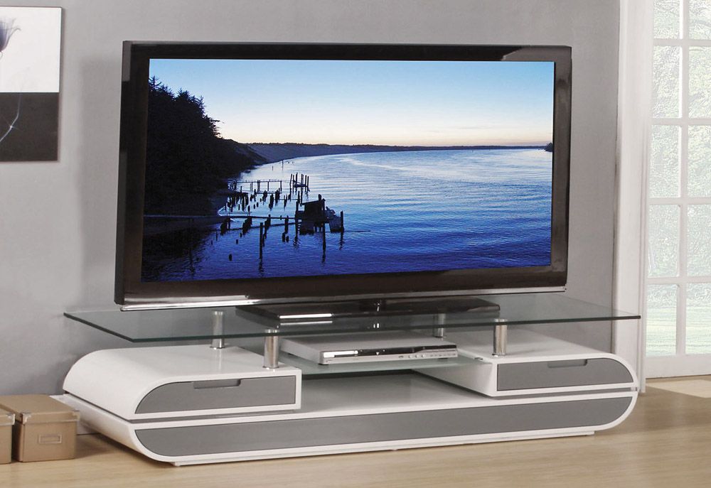 Evos Grey and White Modern TV Stand