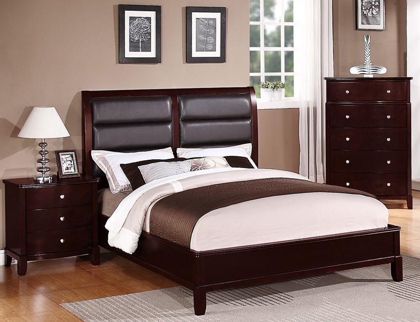 Grace Bed With Leatherette Cushion Headboard