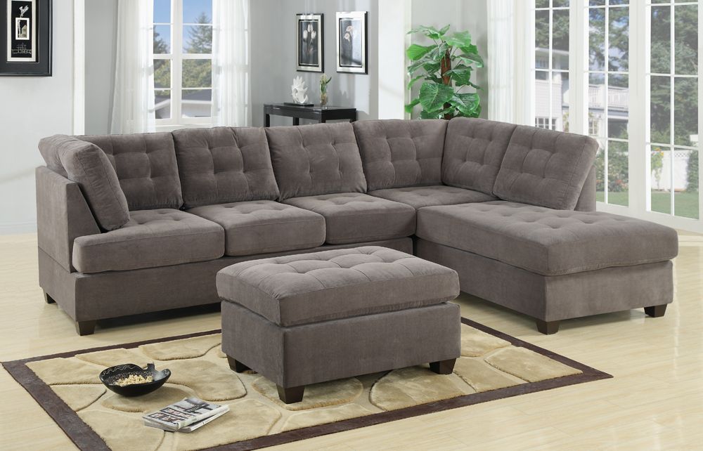 Salma Grey Suede Sectional Sofa