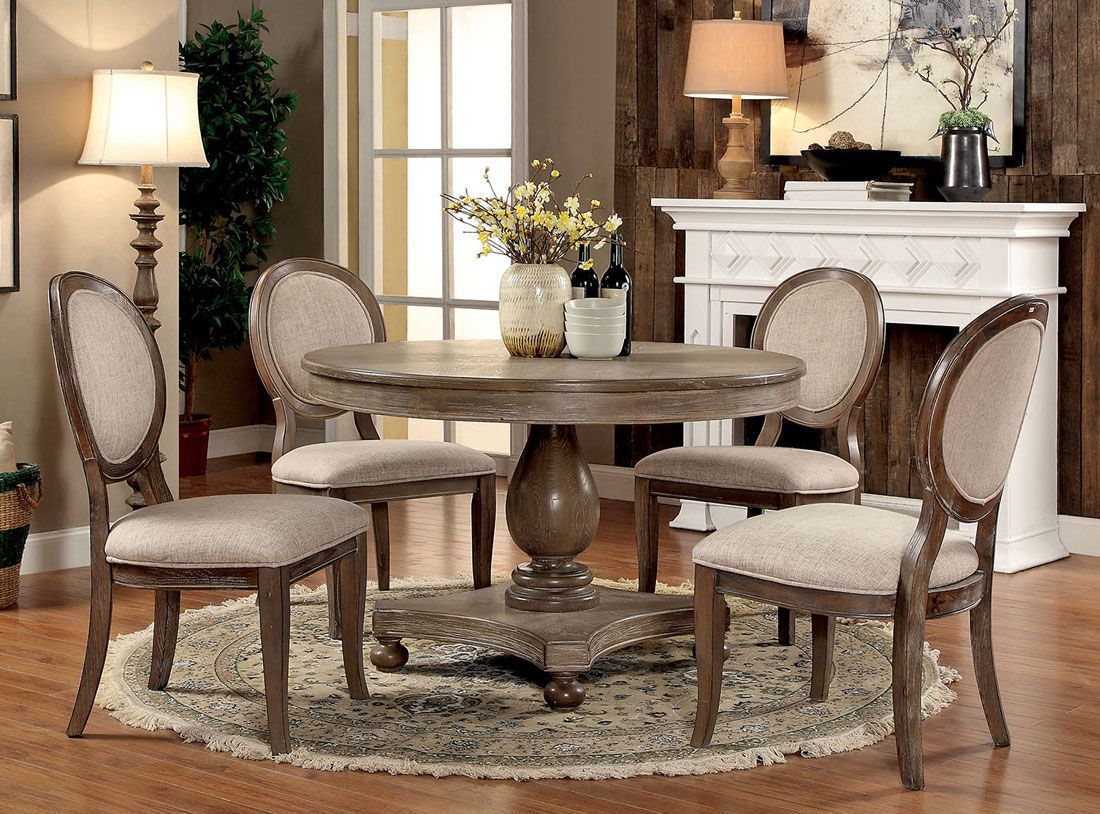 Faelynn Rustic Oak Round Table Set