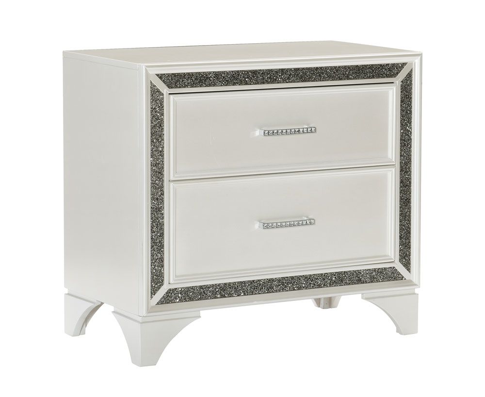 Fantasia White Night Stand With Glitters