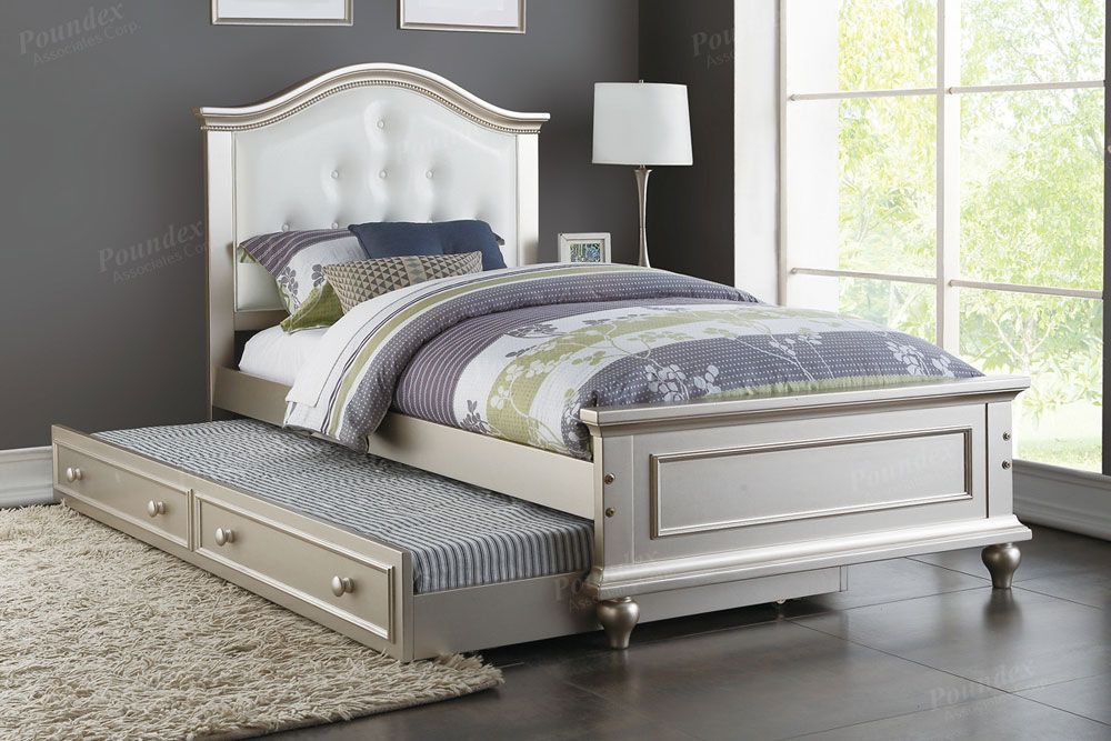 Farell Silver Finish Twin Bed