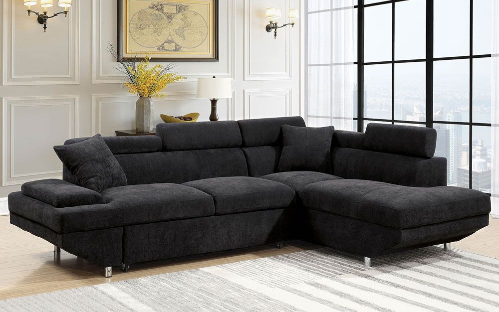 Favian Black Sectional With Pullout Sleeper