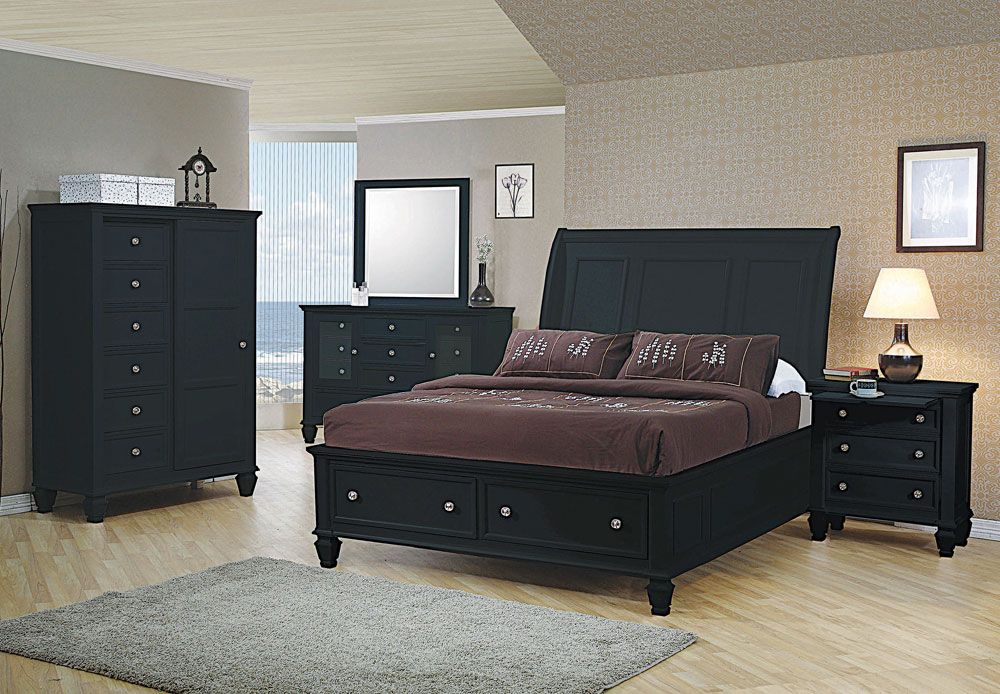 Fawn Black Finish Storage Bed