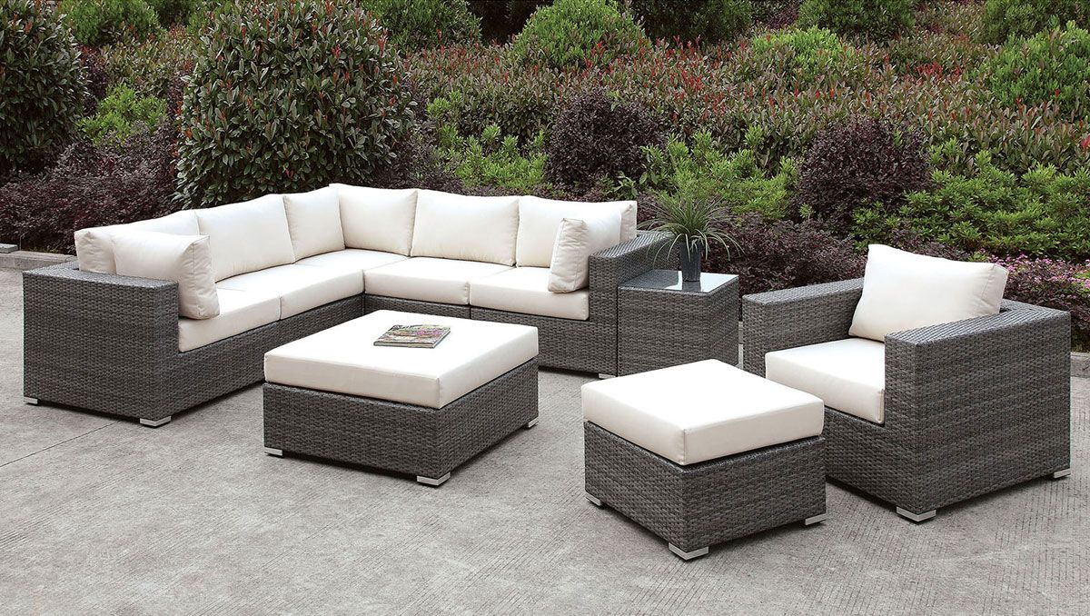 Feder Outdoor Conversation Sectional Set With Ottoman
