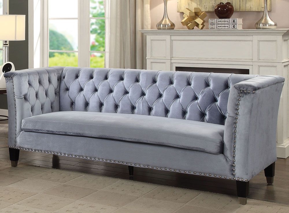 Fermont Blue Grey Velvet Sofa