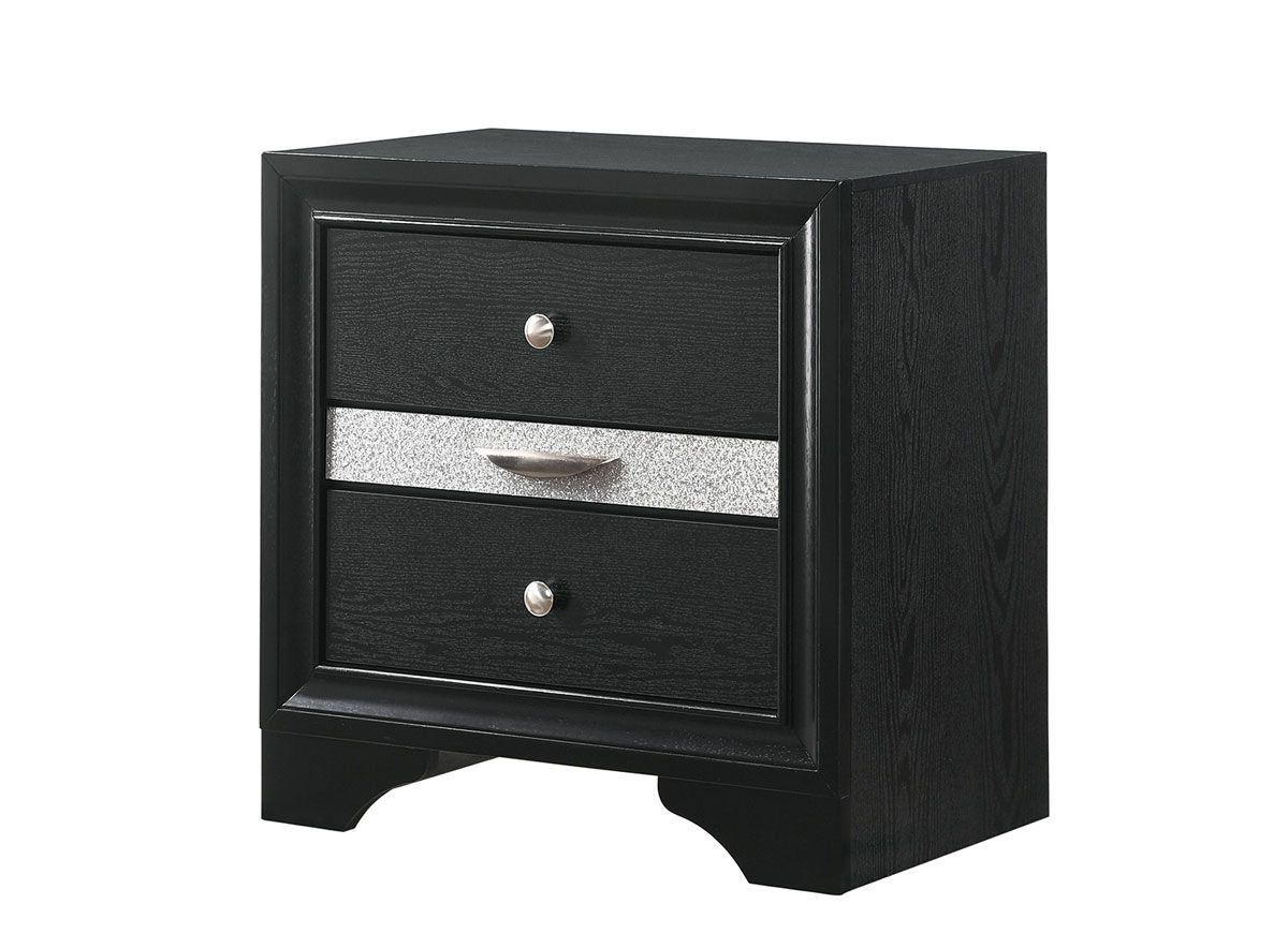 Filipo Black Finish Night Stand