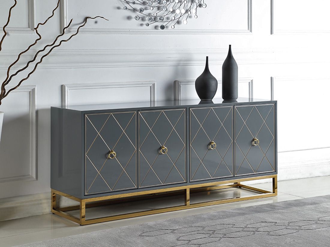 Fitz Grey Buffet With Gold Accents