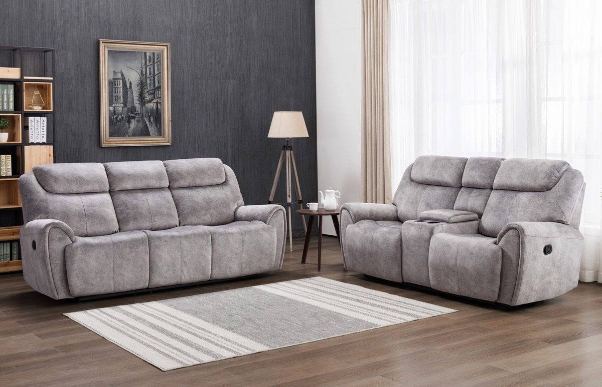 Flatbush Grey Velvet Recliner Sofa