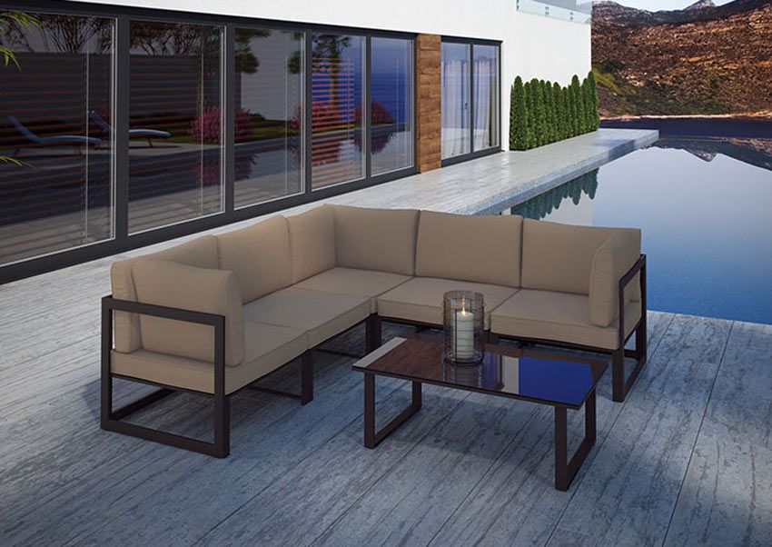 Fortuna Mocha and Brown 6 Piece Outdoor Sectional