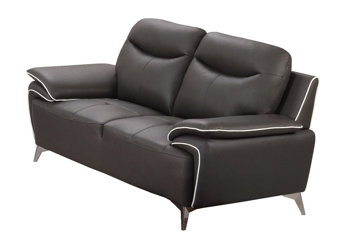 Fracer Dark Taupe Leather Loveseat