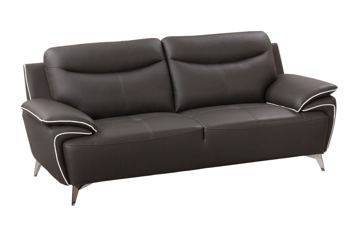 Fracer Dark Taupe Leather Sofa