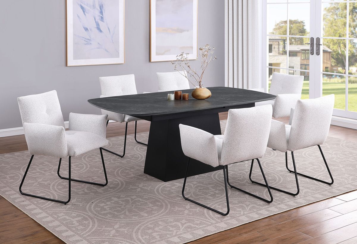 Frankie Faux Marble Dining Table With Extension