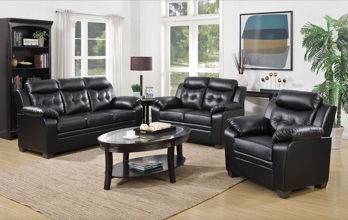 Freedom Black Leather Casual Sofa
