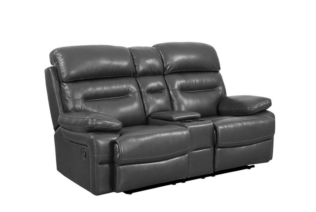 Fullerton Grey Leather Recliner Loveseat