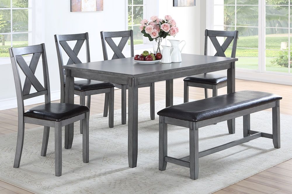 Galina Rustic Grey Dining Table Set