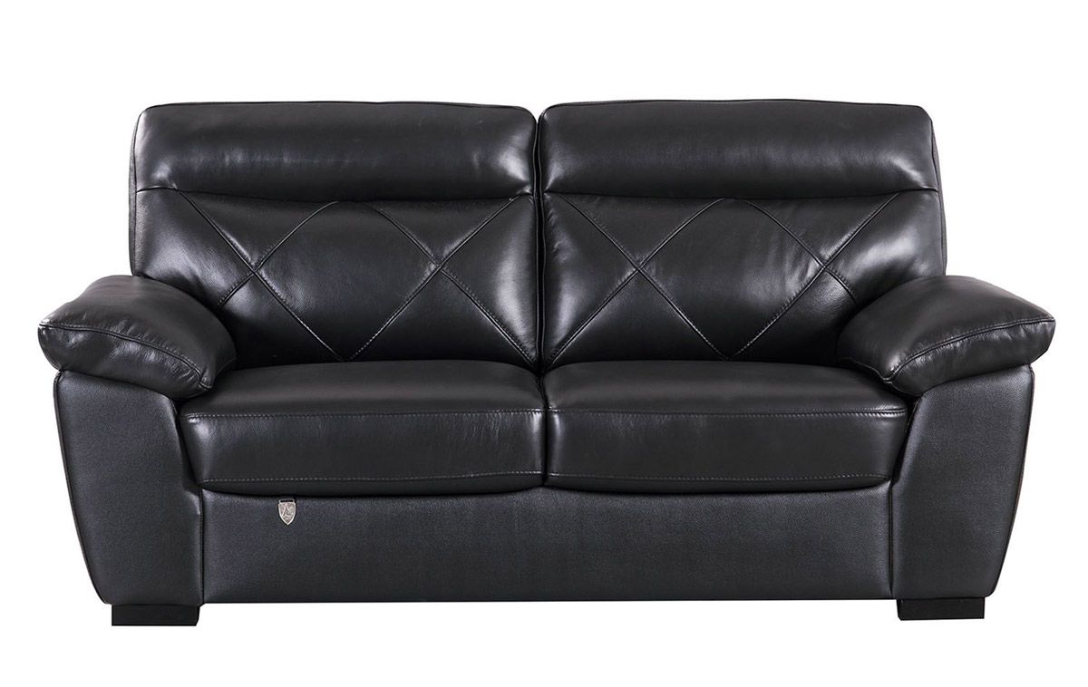 Galore Black Italian Leather Loveseat