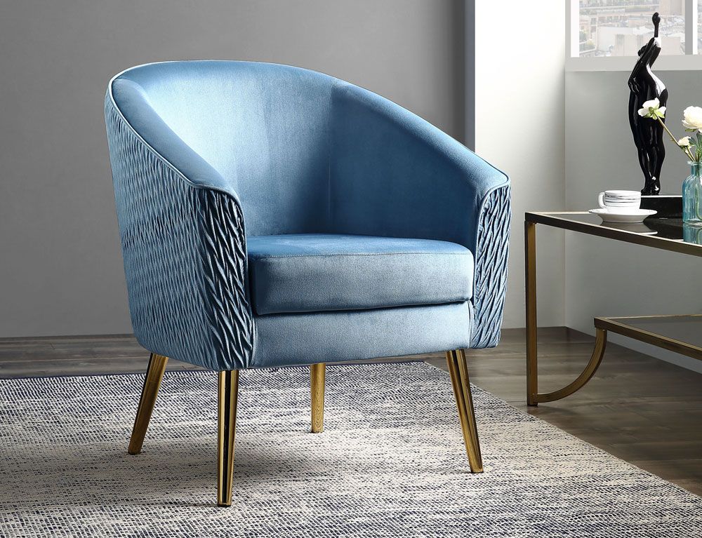 Garrey Blue Velvet Accent Chair