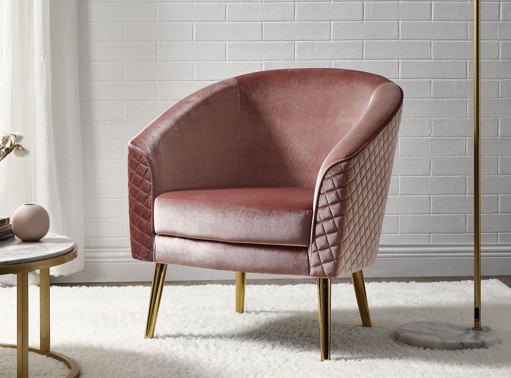 Garrey Vintage Blush Velvet Accent Chair