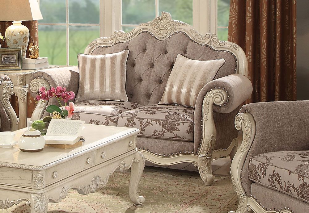 Gastone Antique White Finish Love Seat