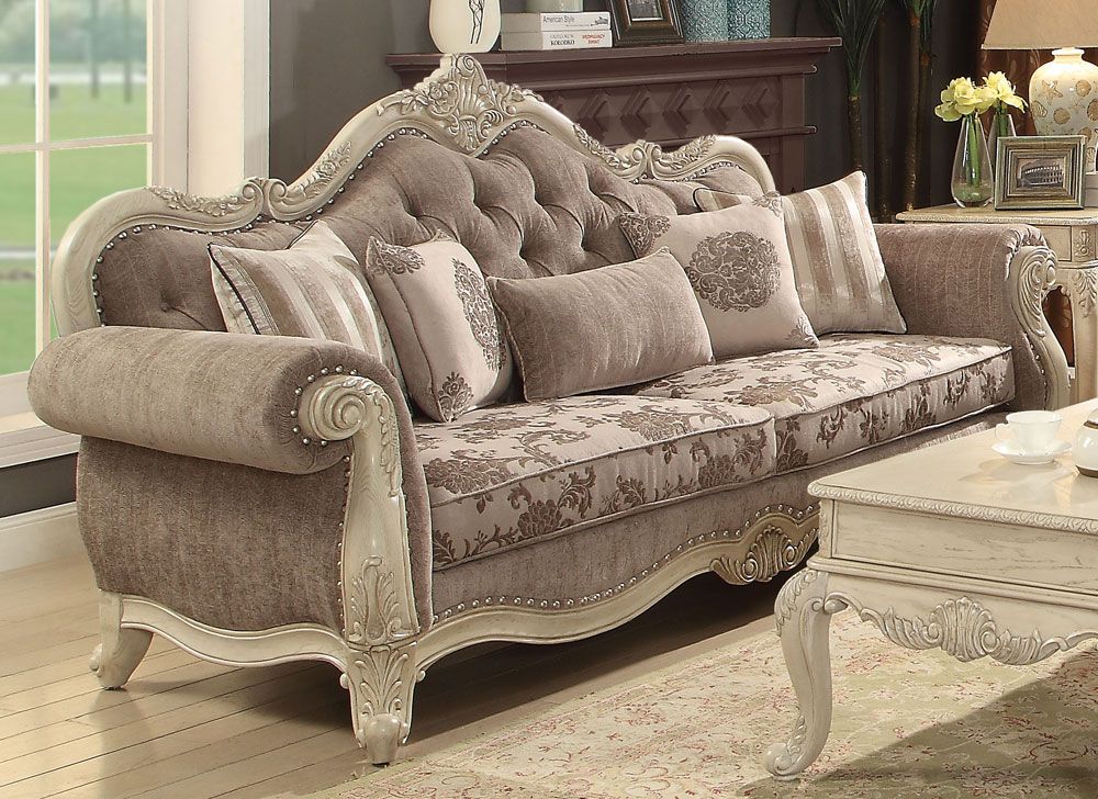 Gastone Antique White Finish Sofa