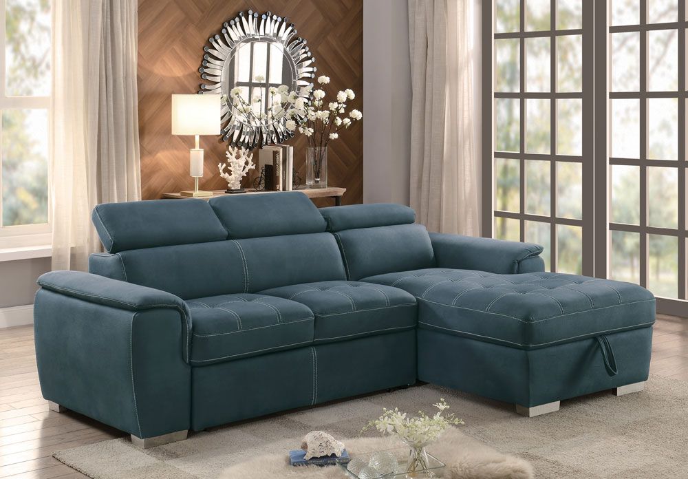 Gemma Sectional Sleeper,Gemma Blue Fabric Sectional With Storage,Gemma Blue Sectional With Sleeper,Gemma Blue Fabric Chair,Gemma Blue Pull Out Chair