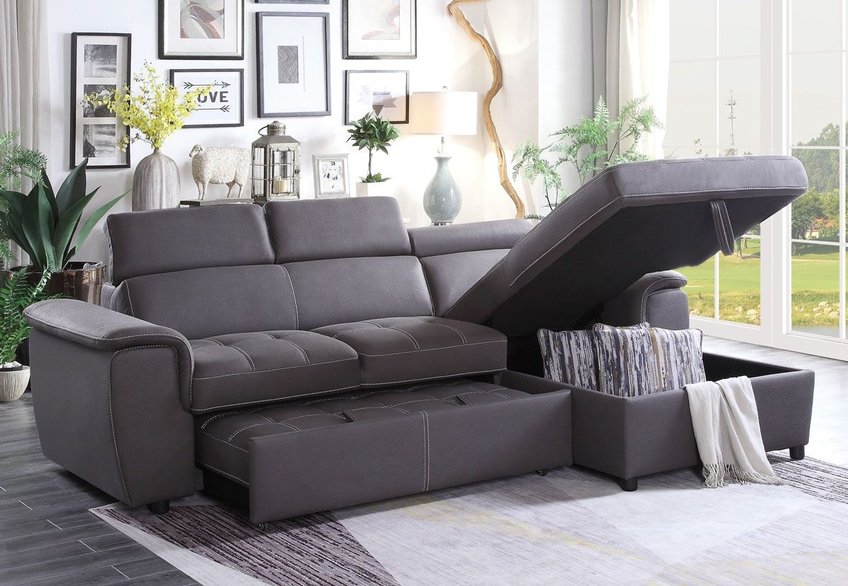 Gemma Gray Sectional With Storage