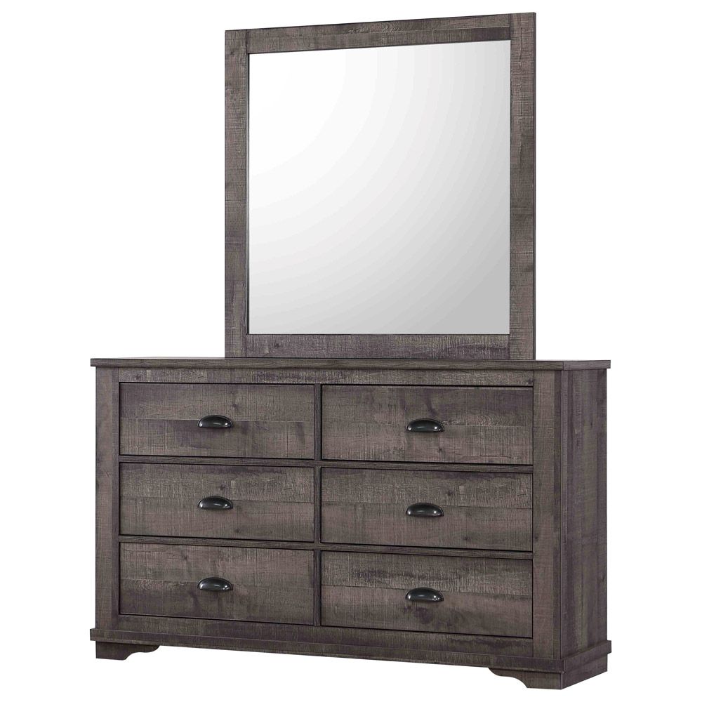 Geneva Rustic Grey Finish Dresser With Mirror