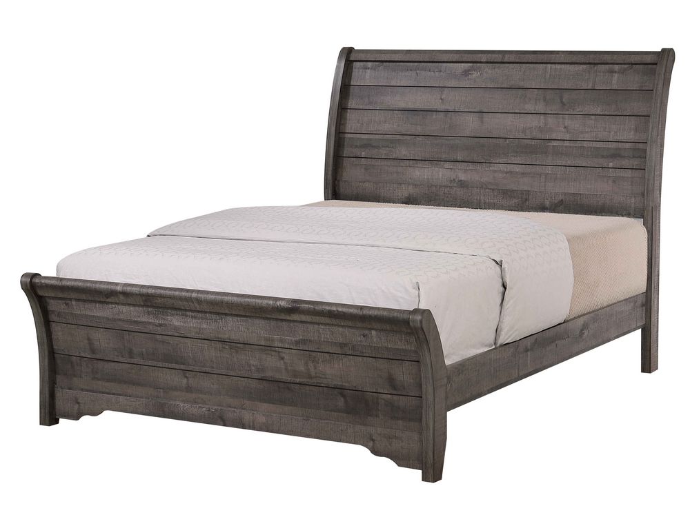 Geneva Rustic Grey Finish Sleigh Bed