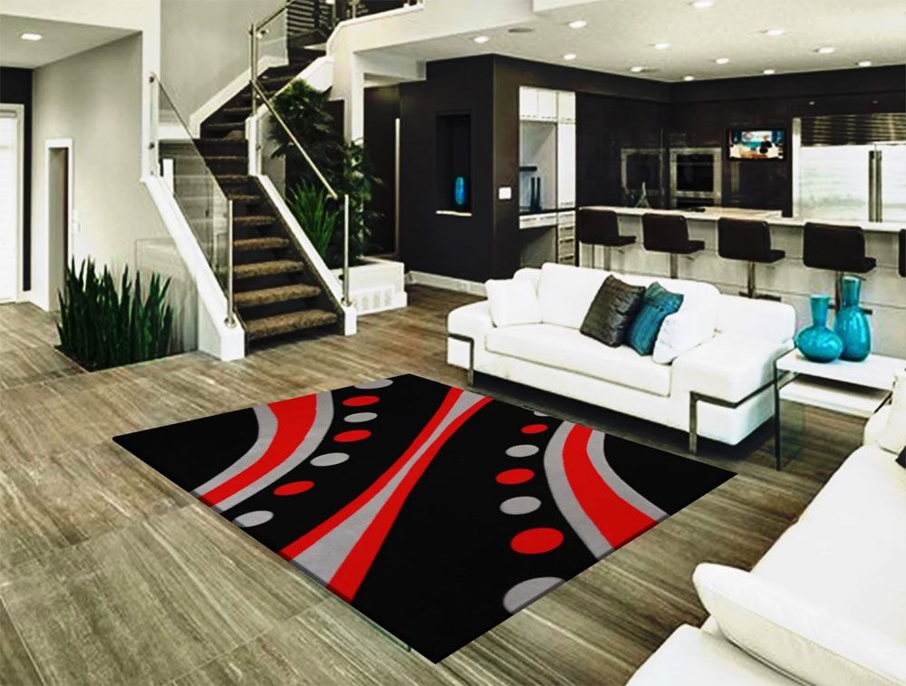 Geo 130 Black Modern Area Rug