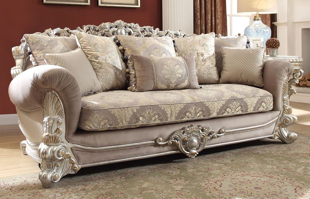 Georgian Silver Finish Traditional Sofa