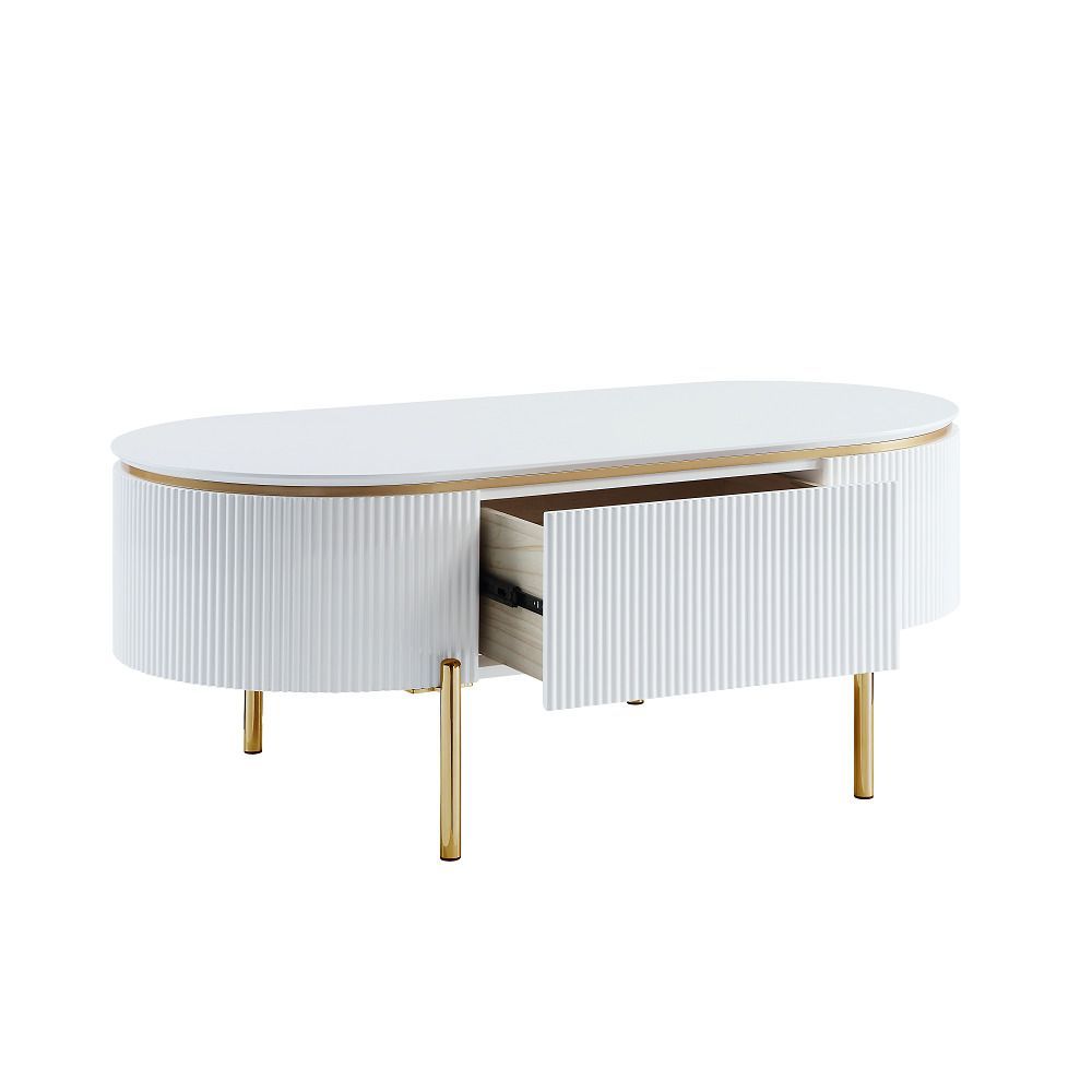 Georgio White Coffee Table With Drawer