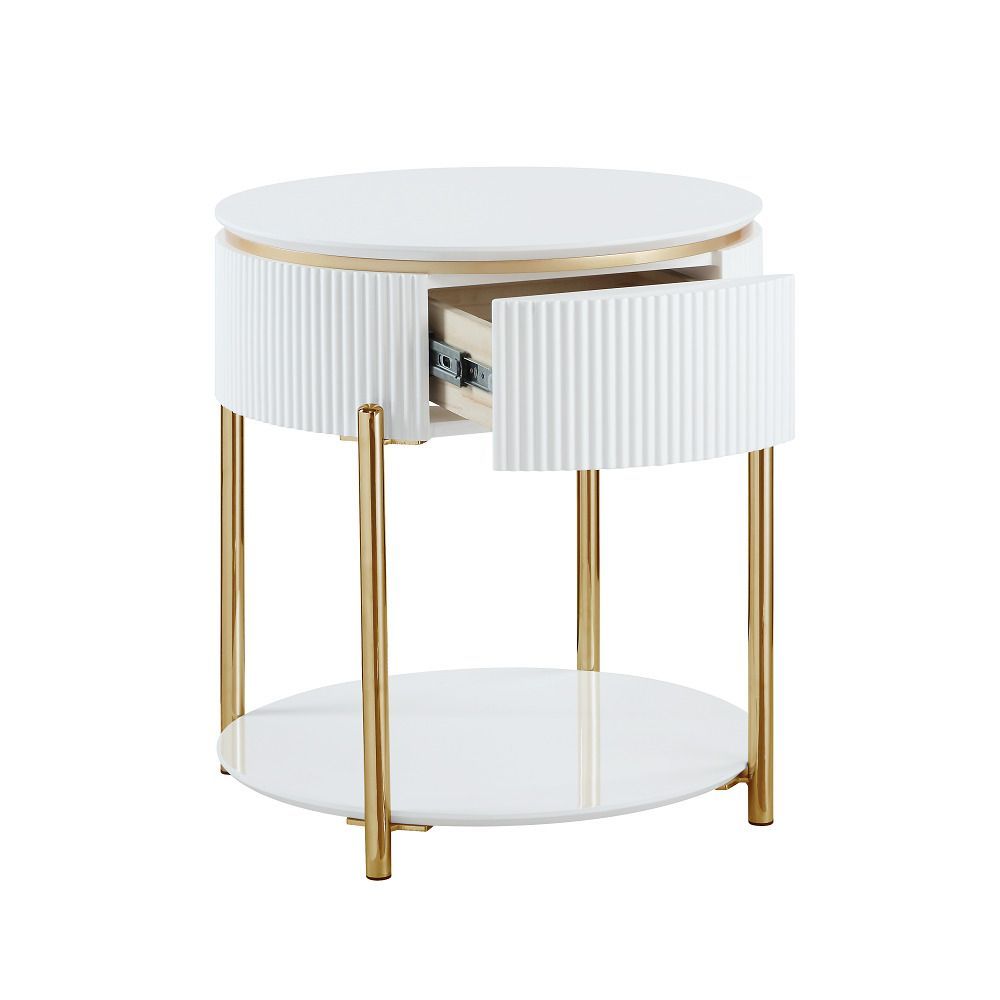 Georgio White End Table With Drawer
