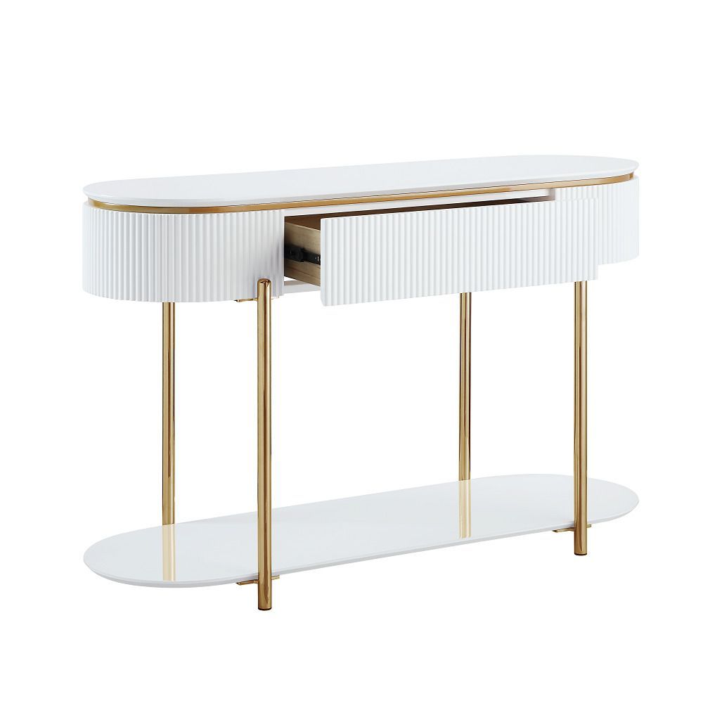 Georgio White Sofa Table With Drawer