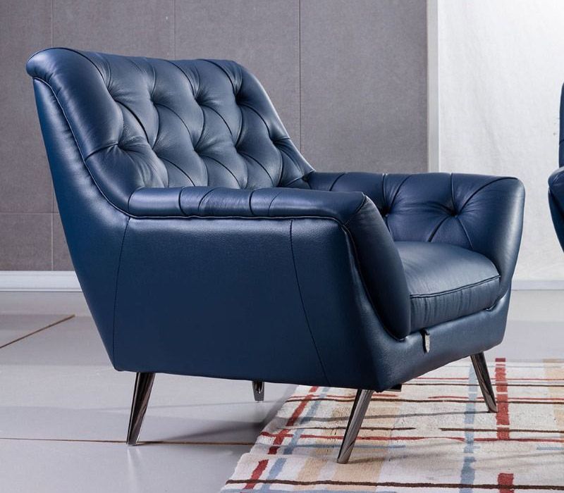 Gerard Navy Blue Italian Leather Chair