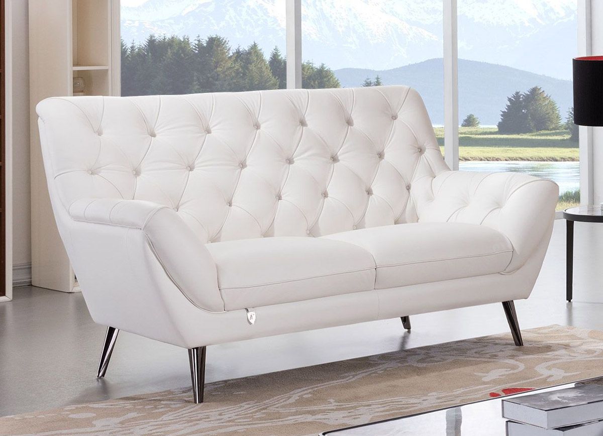 Gerard White Italian Leather Loveseat