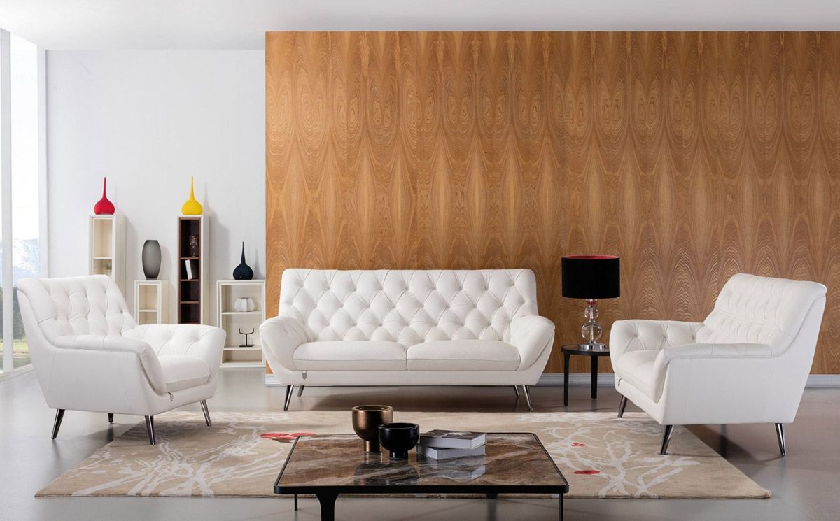 Gerard White Italian Leather Sofa Set