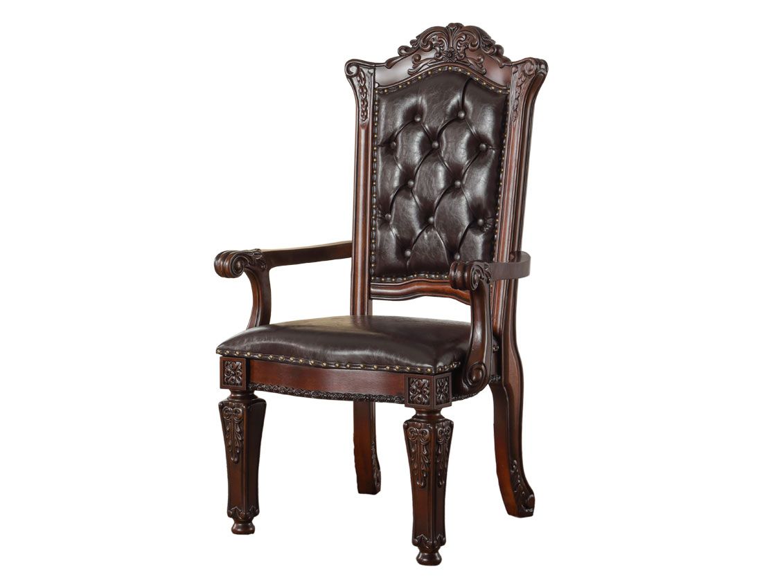 Geronimo Traditional Arm Chairs With Leather Back