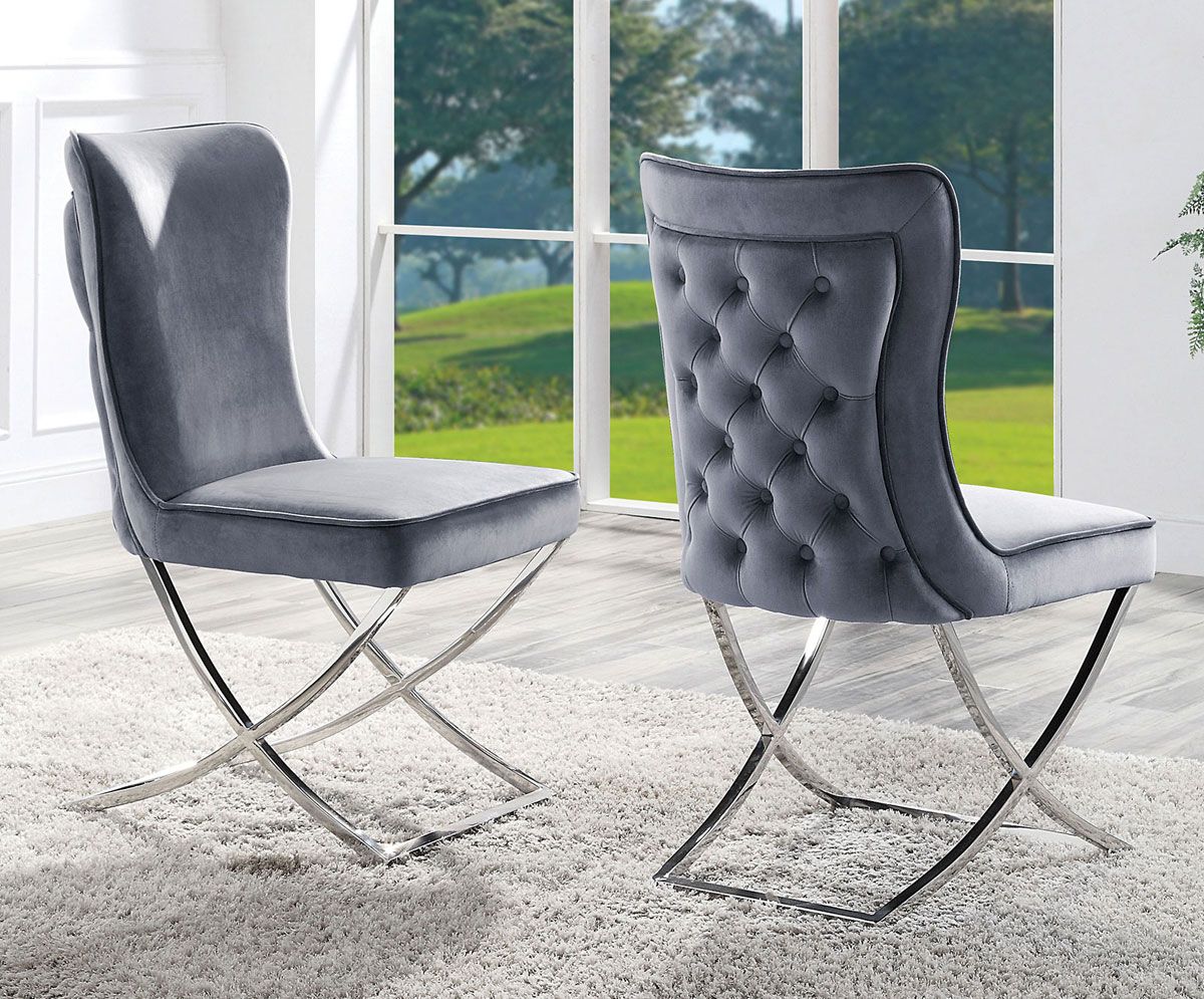 Gerrit Grey Velvet Dining Chairs