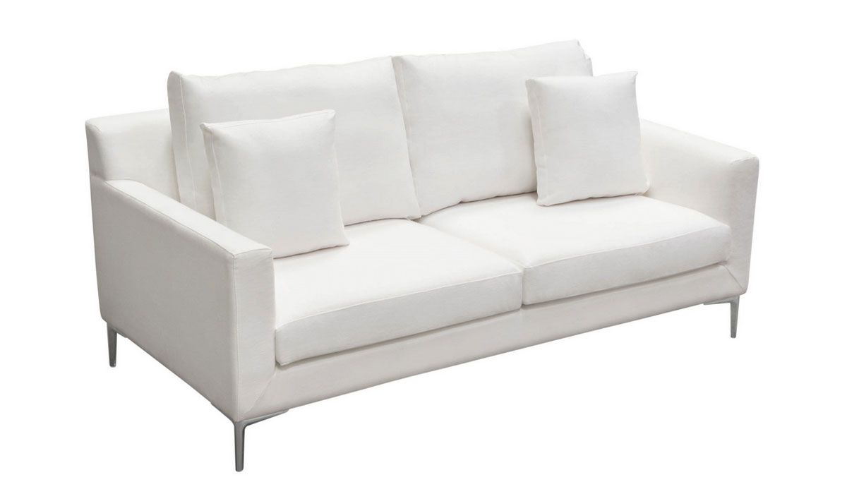 Gilmore White Linen Modern Loveseat