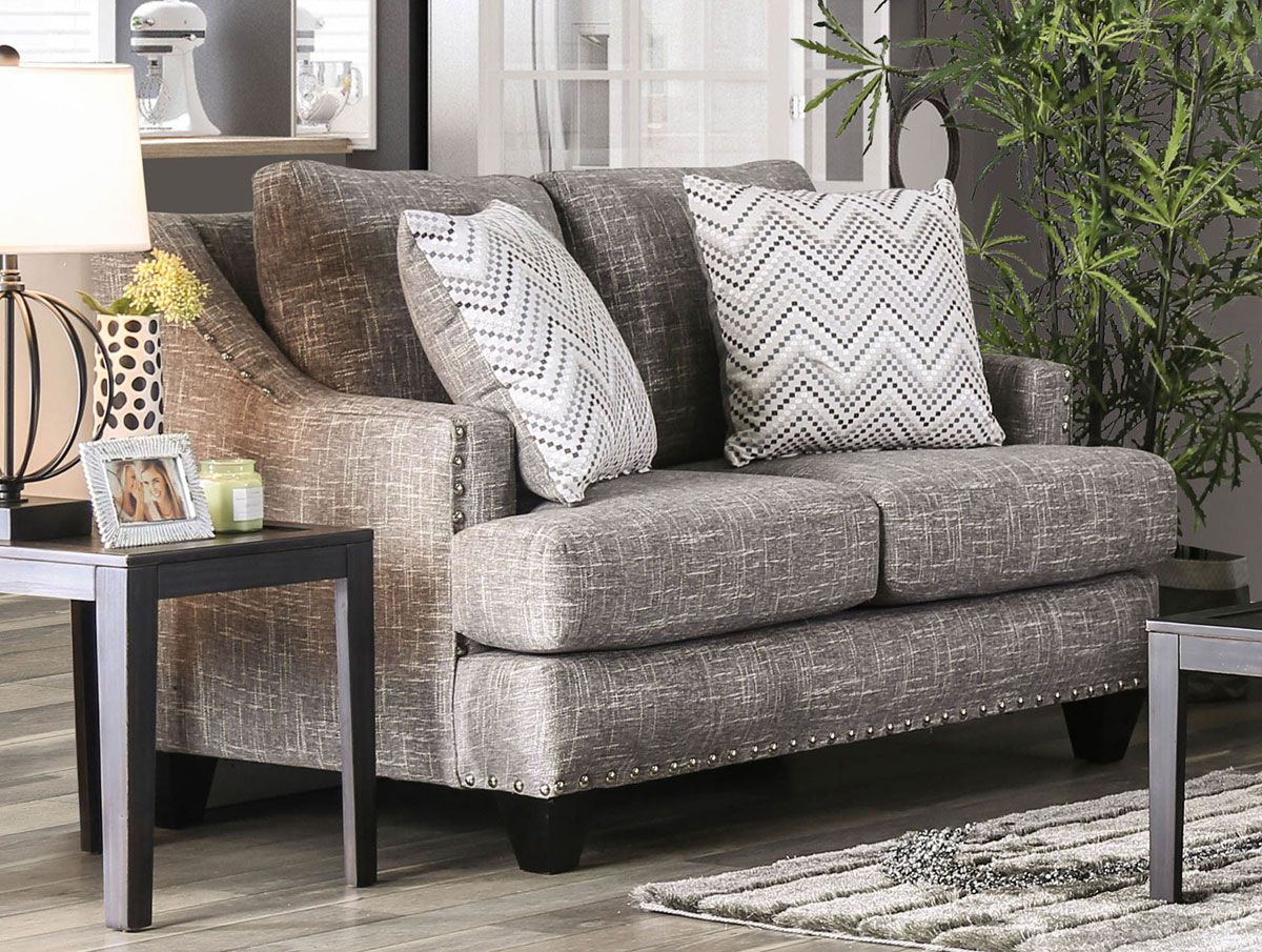 Ginevra Gray Linen Loveseat