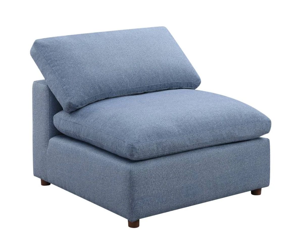 Giza Blue Linen Armless Chair