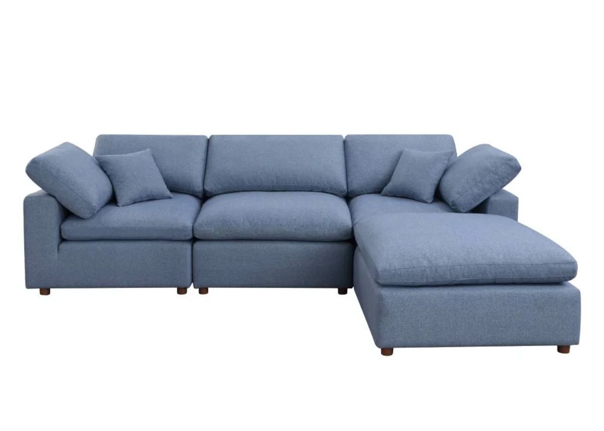 Giza Blue Linen Modular Sectional Set