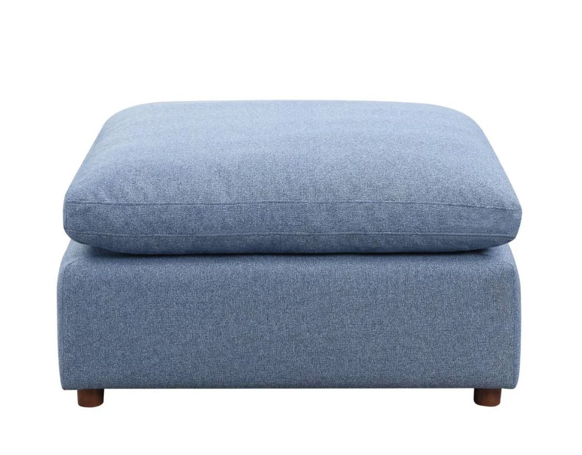 Giza Blue Linen Ottoman