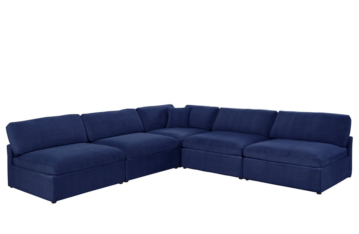 Giza Navy Velvet 5-Piece Modular Sectional Set