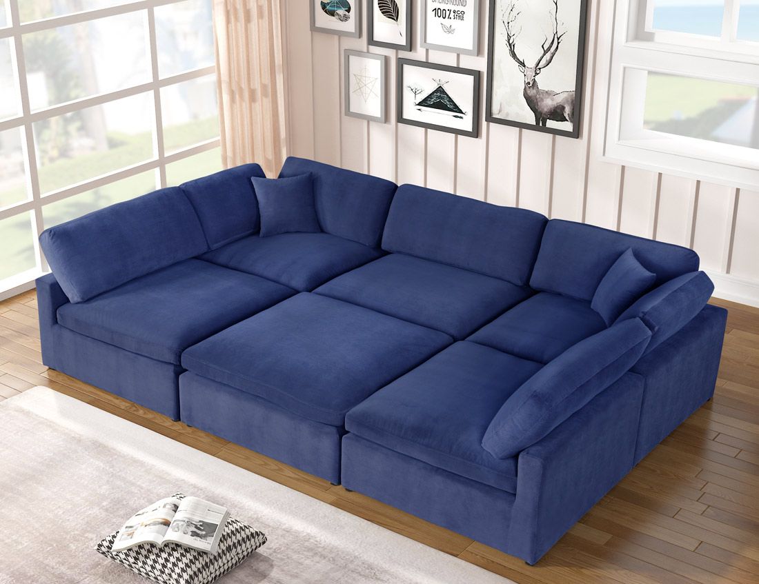Giza Navy Velvet Modular Sectional Set