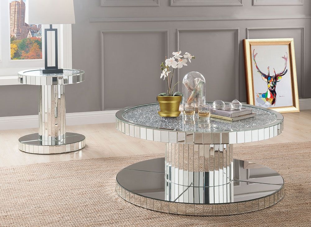Glasco Mirrored Round Coffee Table