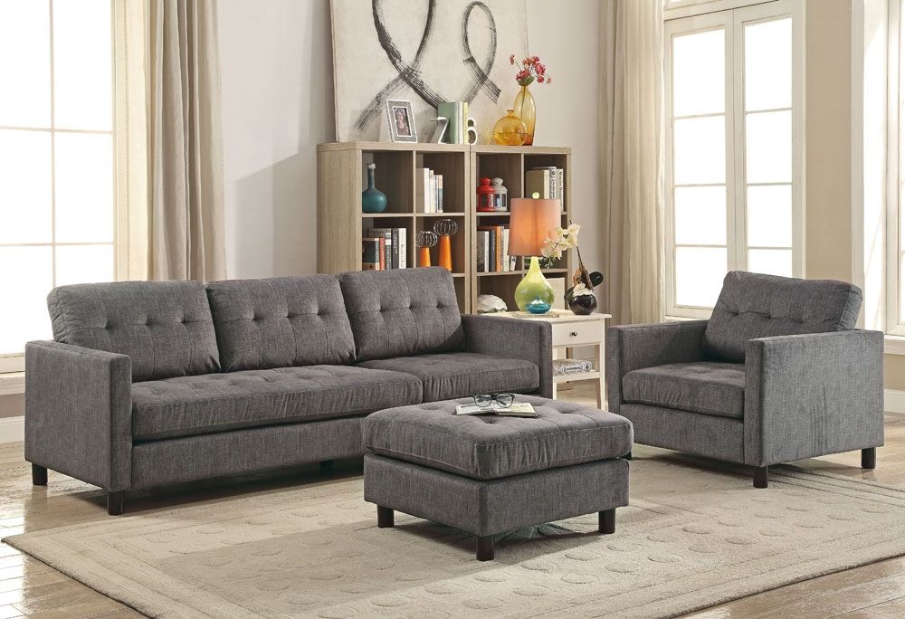 Glenn Modular Sofa Set Gray Linen Fabric