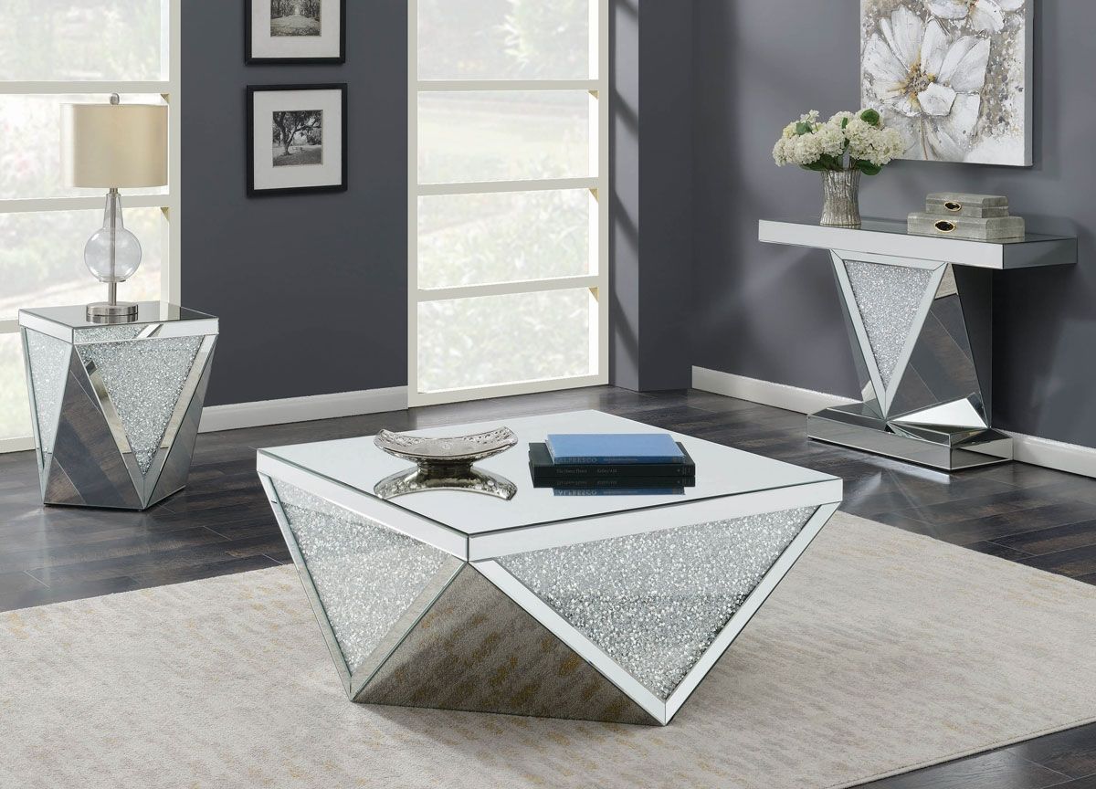 Glimmer Mirrored Coffee Table With Crystals